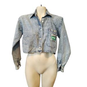 Vintage Jeanjer Cropped Denim Jacket with Pocket Detail Size Small